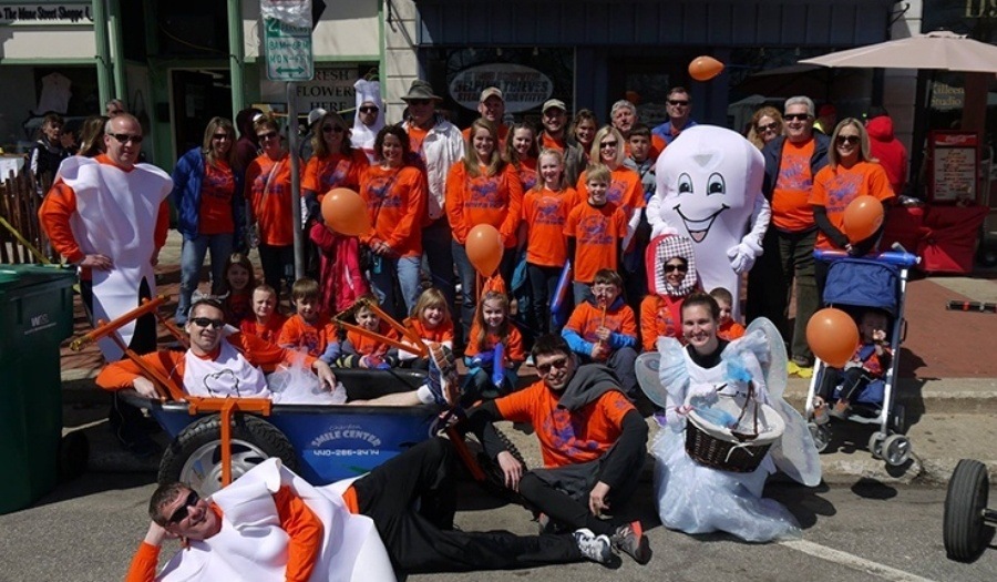 Large group of dental team members at the Chardon Maple Festival