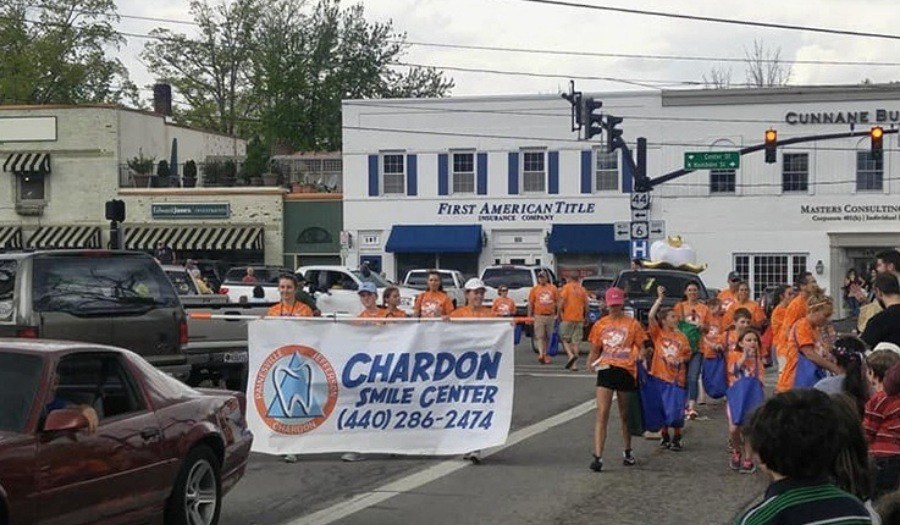 Dental team members participating in a fun run at the Chardon Maple Festival