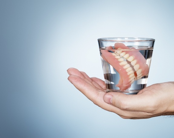 Dentures in a glass of water