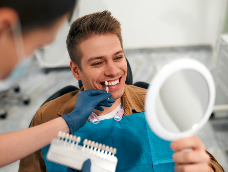Patient being fitted for veneers