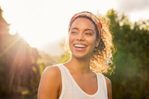 Woman smiling. 
